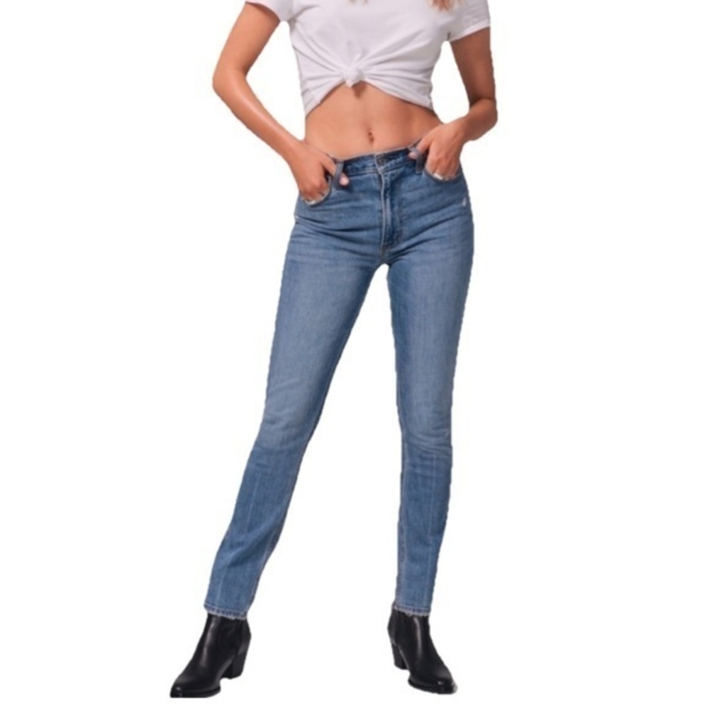 NWT Abercrombie & Fitch The Skinny High Rise Jeans Distressed Plus size 24 Short
